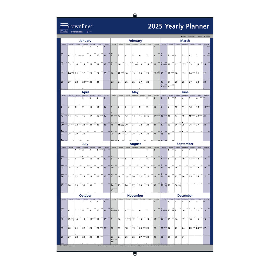 Yearly Wall Calendar 2025, English, C172214