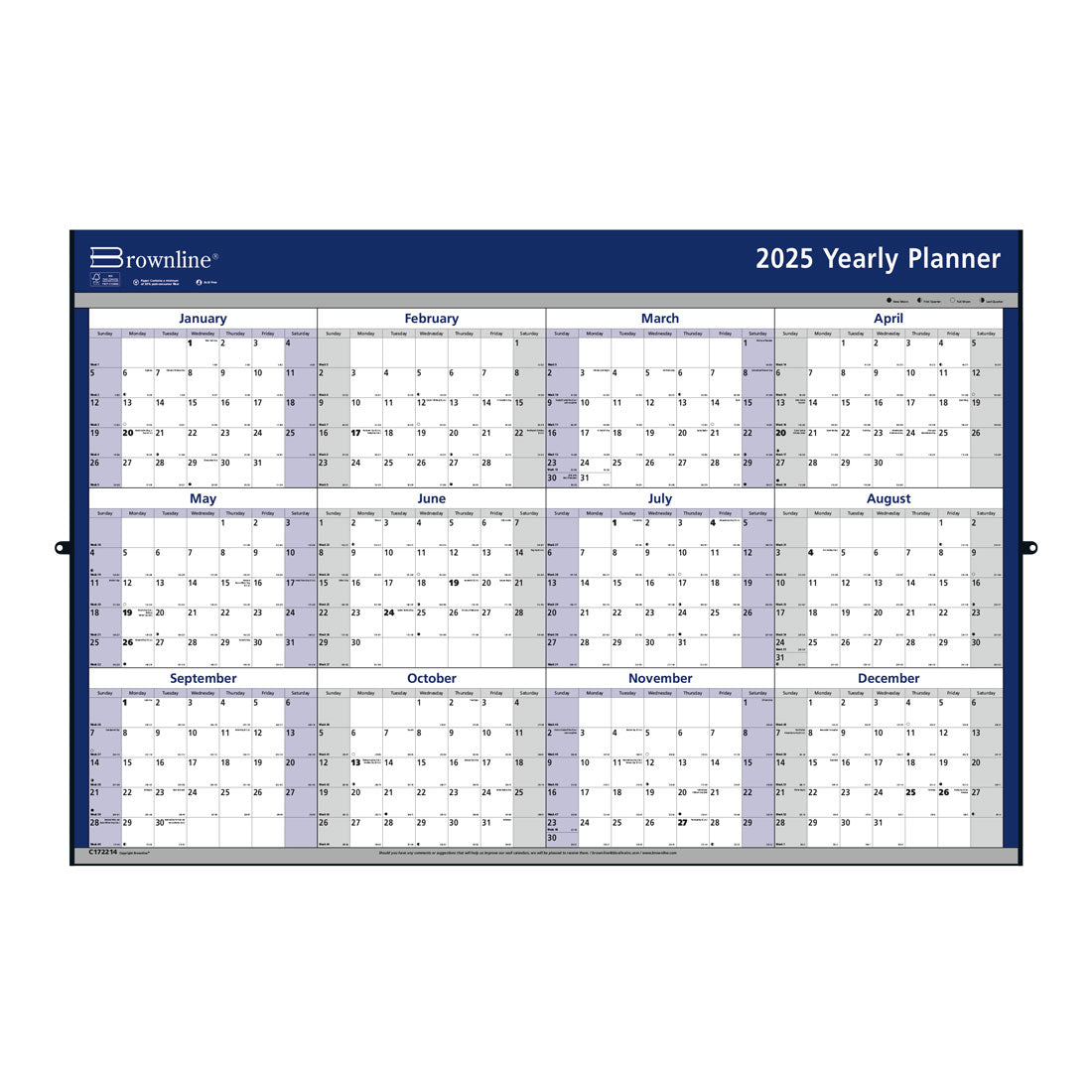 Yearly Wall Calendar 2025, English, C172214