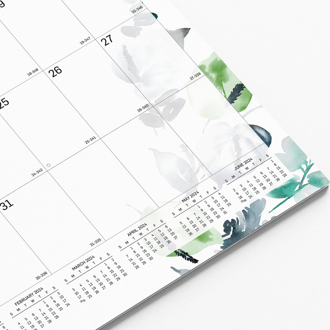 Watercolor Monthly Wall Calendar 2024