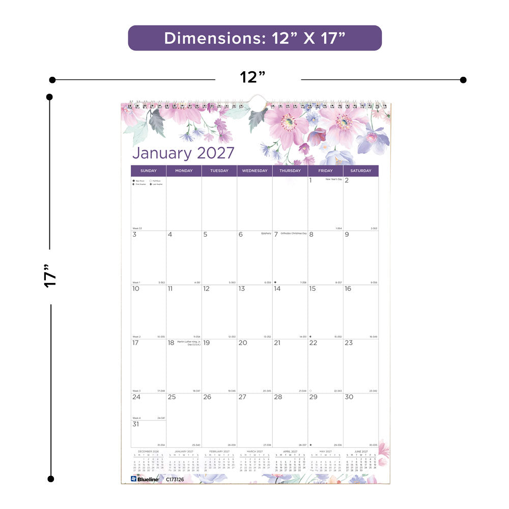 Monthly Wall Calendar, Passion, 2027 C173126-27 Blueline