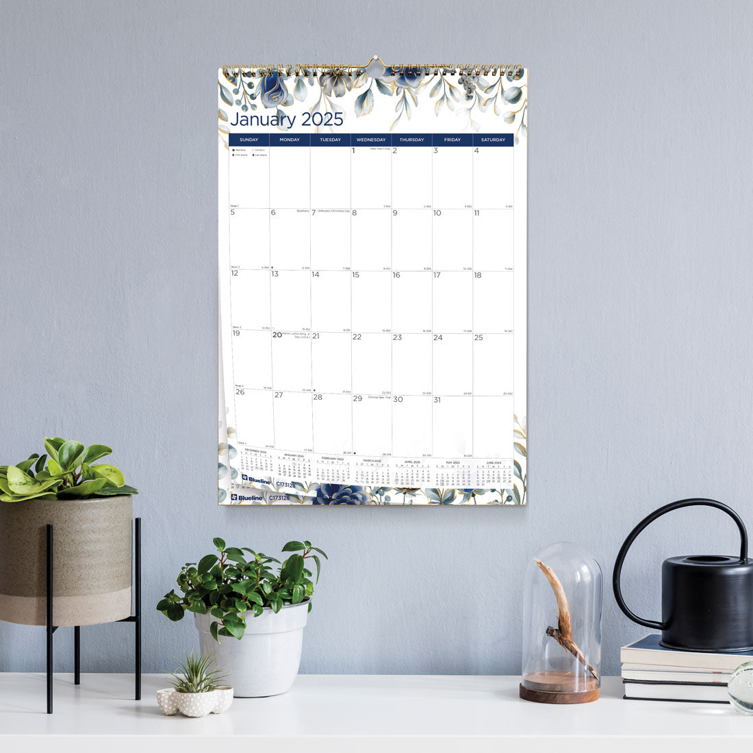 Abstract Floral Monthly Wall Calendar 2025, C173128