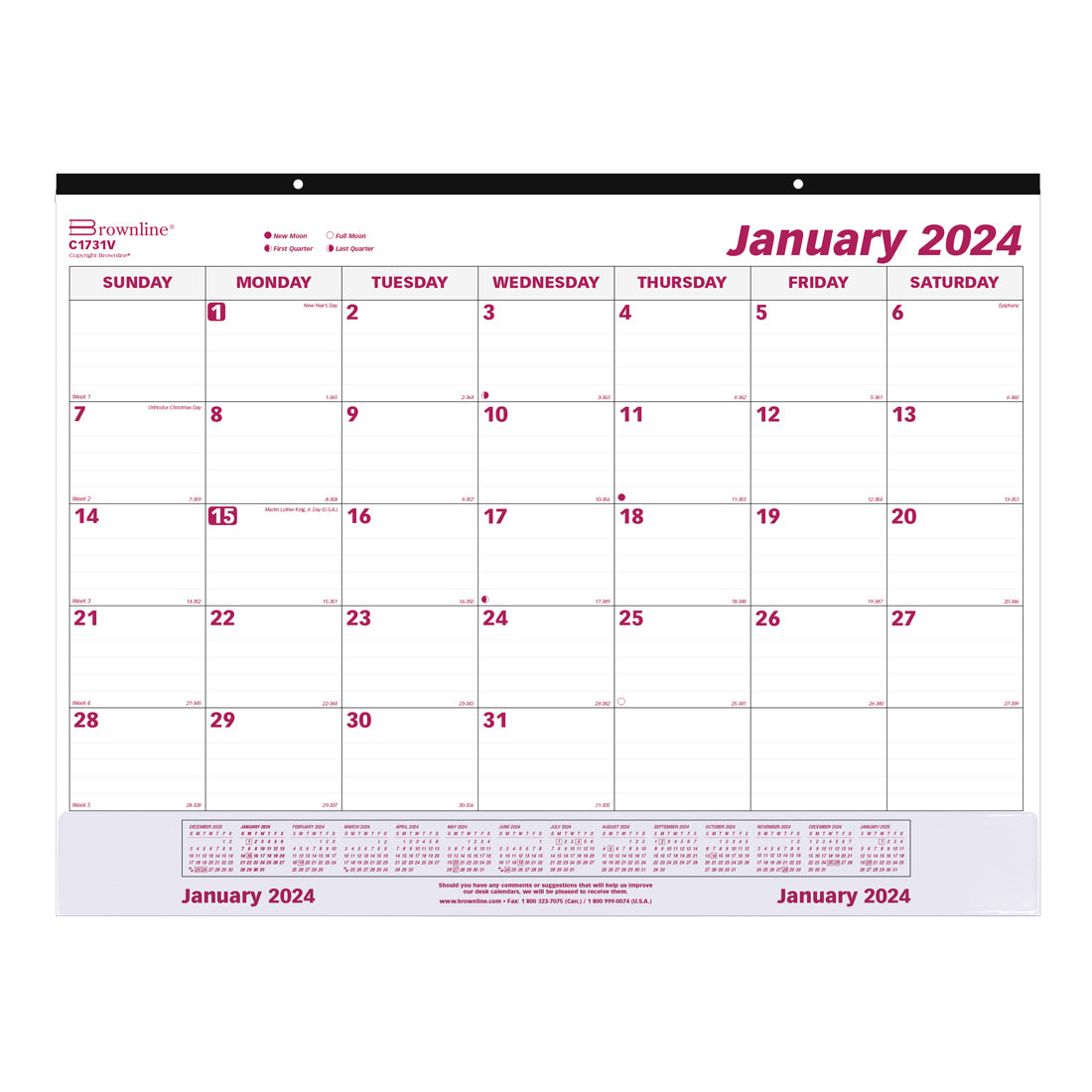 Monthly Desk Pad or Wall Calendar 2024