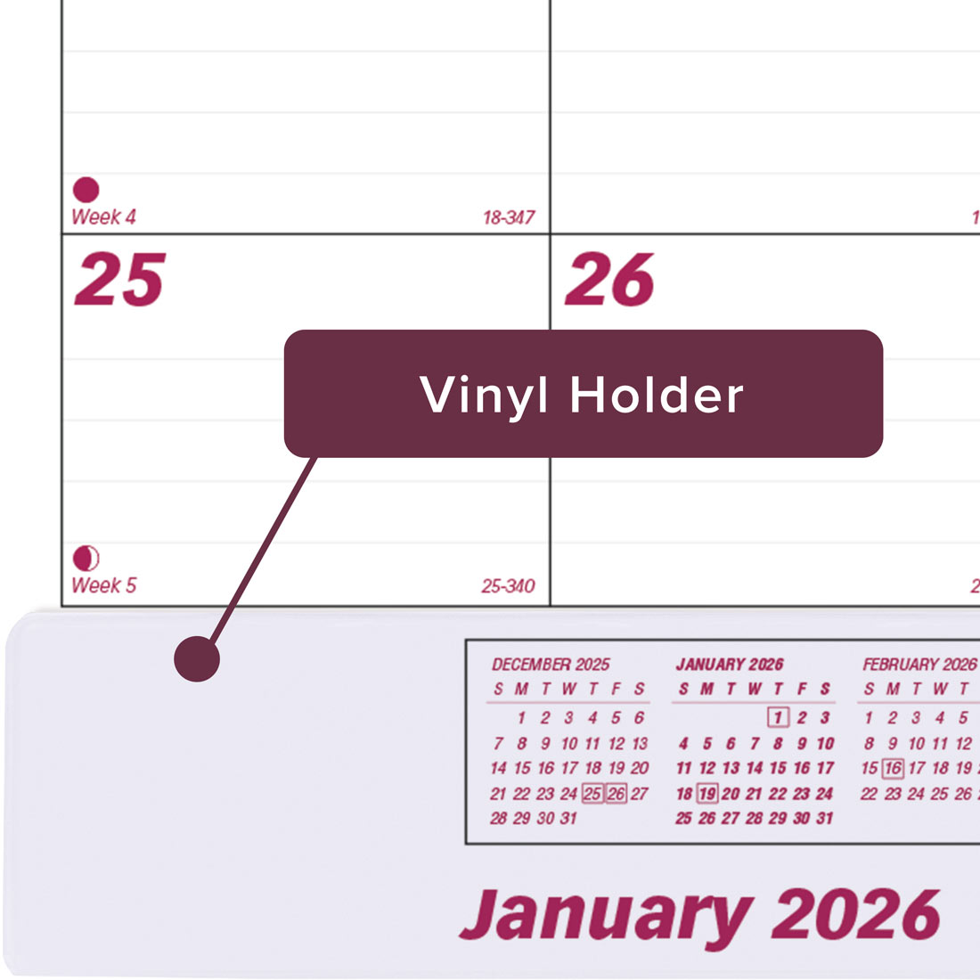 Brownline Monthly Desk Pad Calendar, Vinyl Strip, 2026 C1731V-26