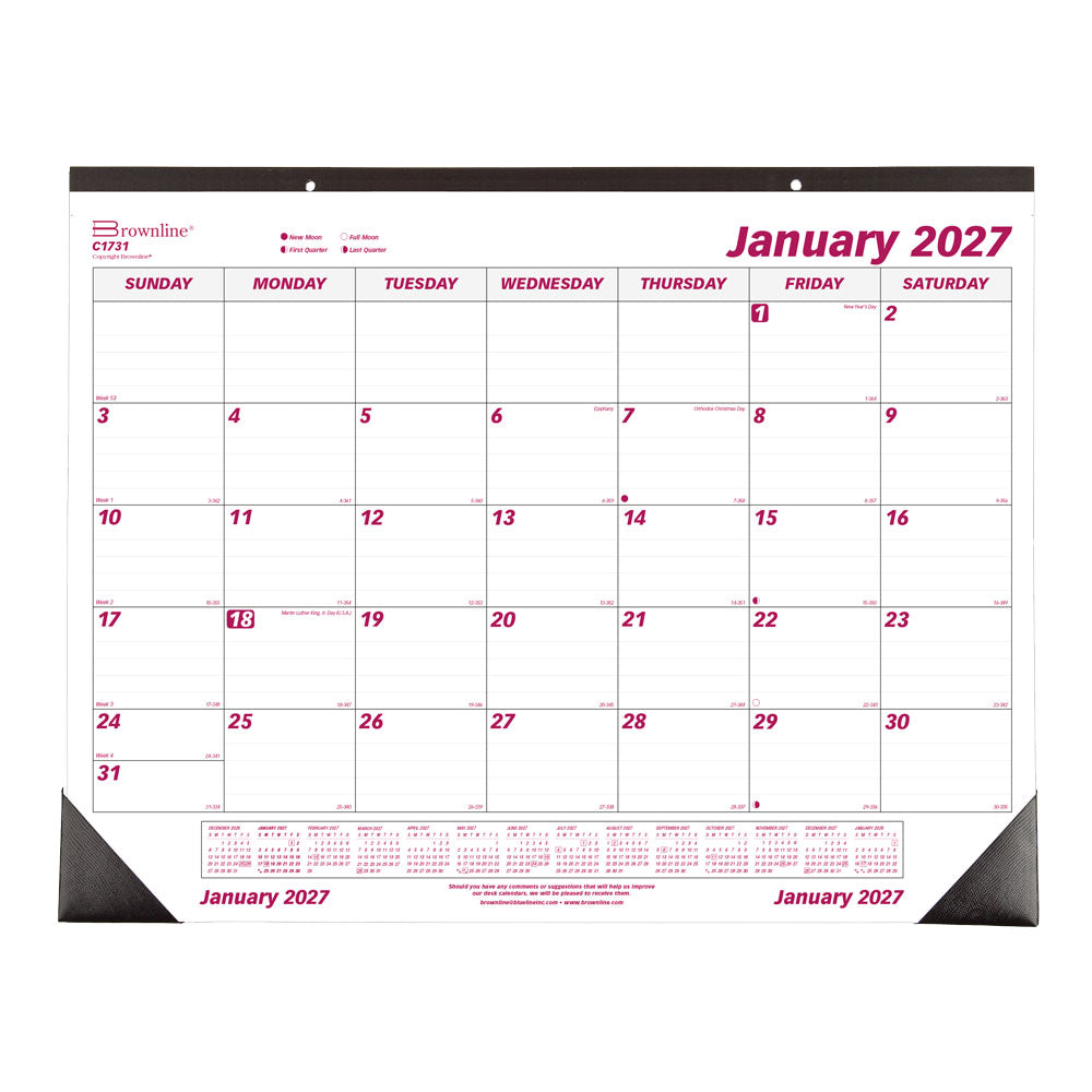Monthly Desk Pad Calendar, 2027 C1731-27 Brownline