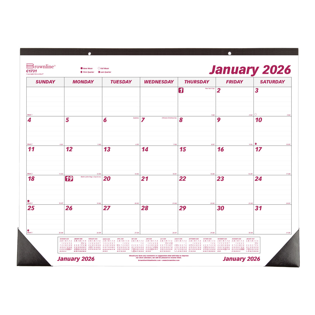 Brownline Monthly Desk Pad Calendar, 2026 C1731-26