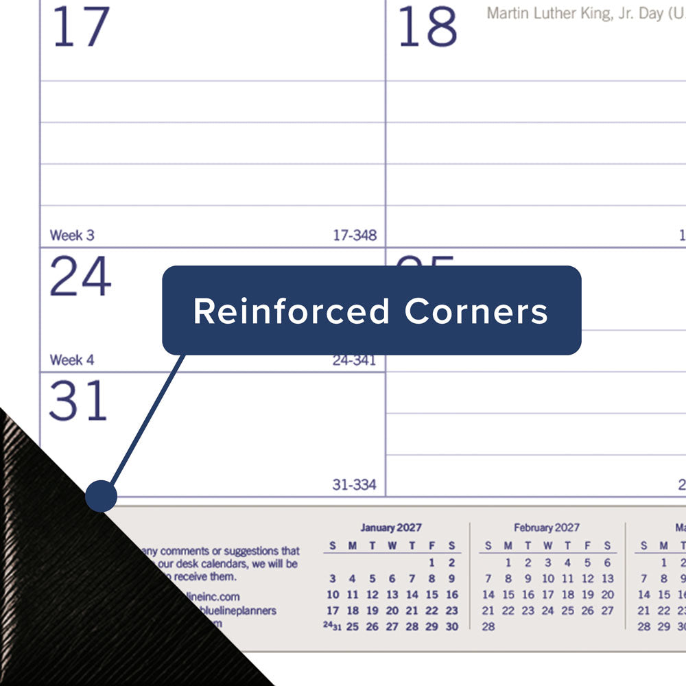 Monthly Desk Pad Calendar, DuraGlobe™, 2027 C177227-27 Blueline