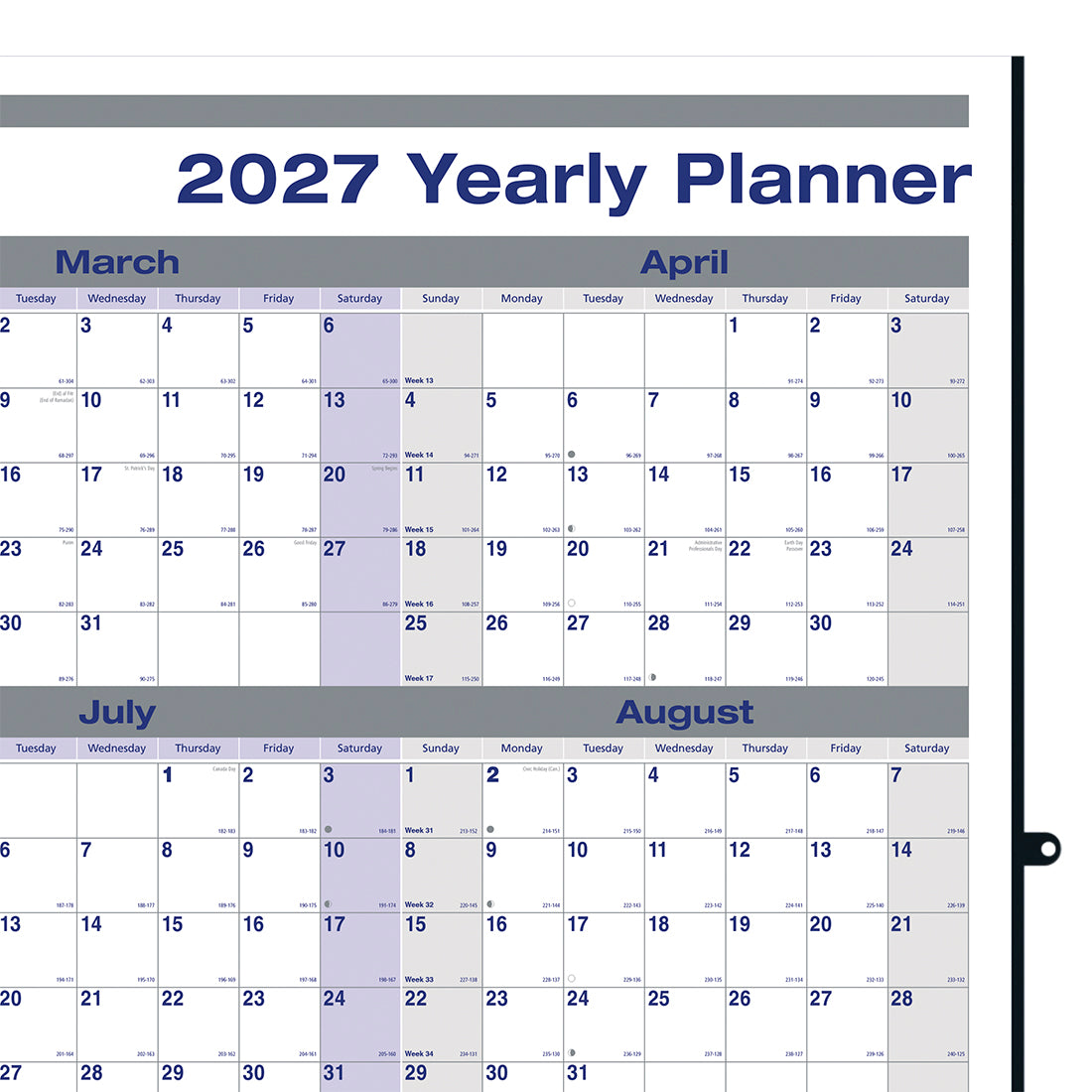 Yearly Wall Planner, 2027 C177868-27 Blueline