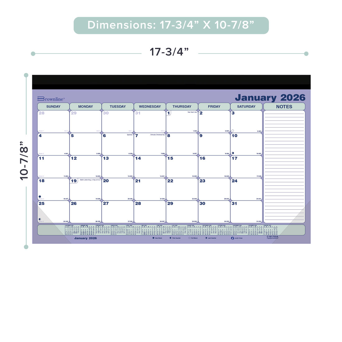 Brownline Monthly Magnet Desk Pad, 2026 C181700A-26