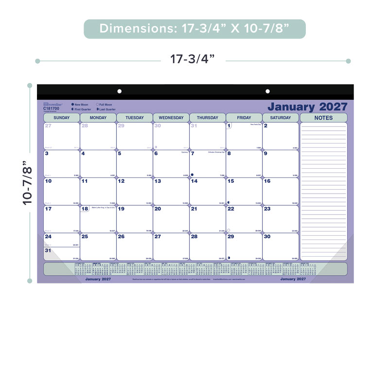 Monthly Desk Pad Calendar, 2027 C181700-27 Brownline