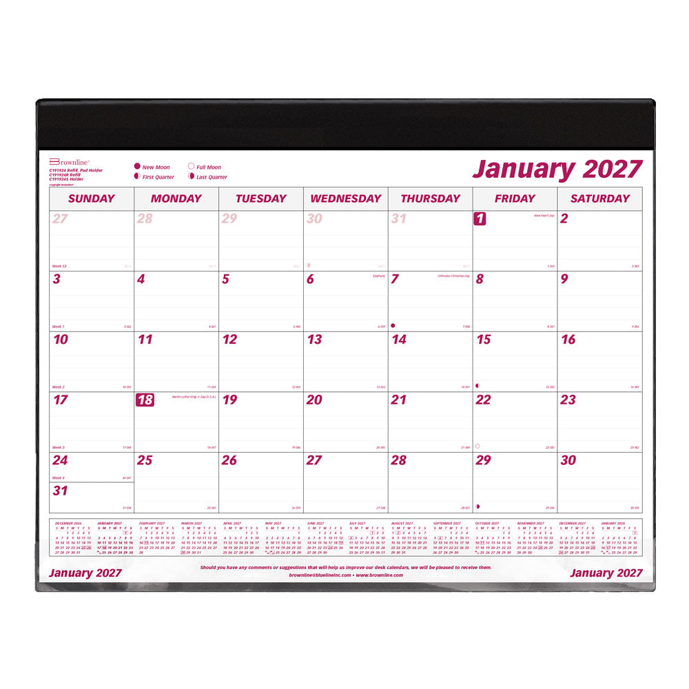Monthly Desk Pad Calendar, 2027 C191924-27 Brownline