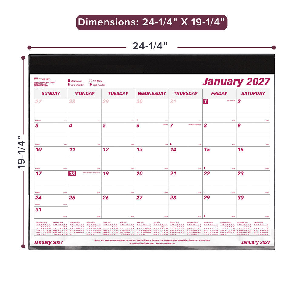 Monthly Desk Pad Calendar, 2027 C191924-27 Brownline