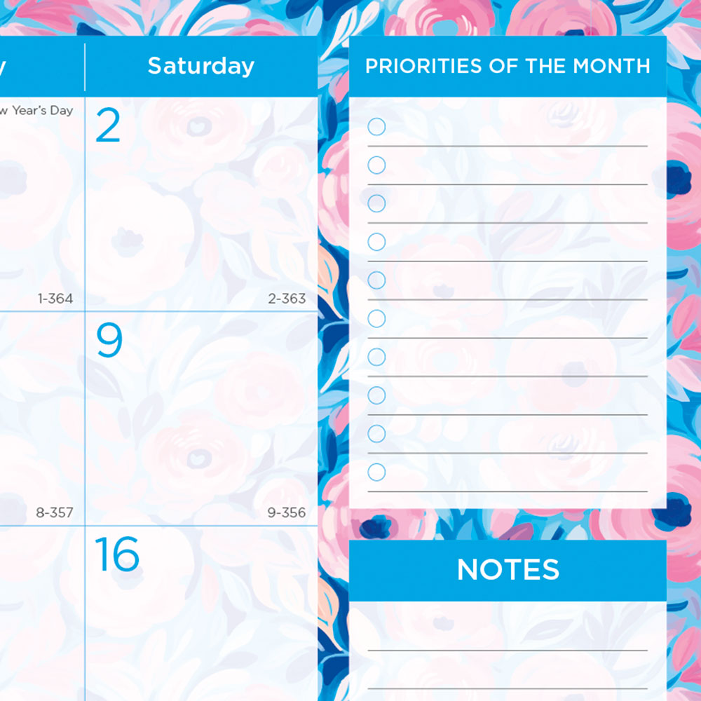 Monthly Desk Pad Calendar, Floral, 2027 C194128-27 Blueline