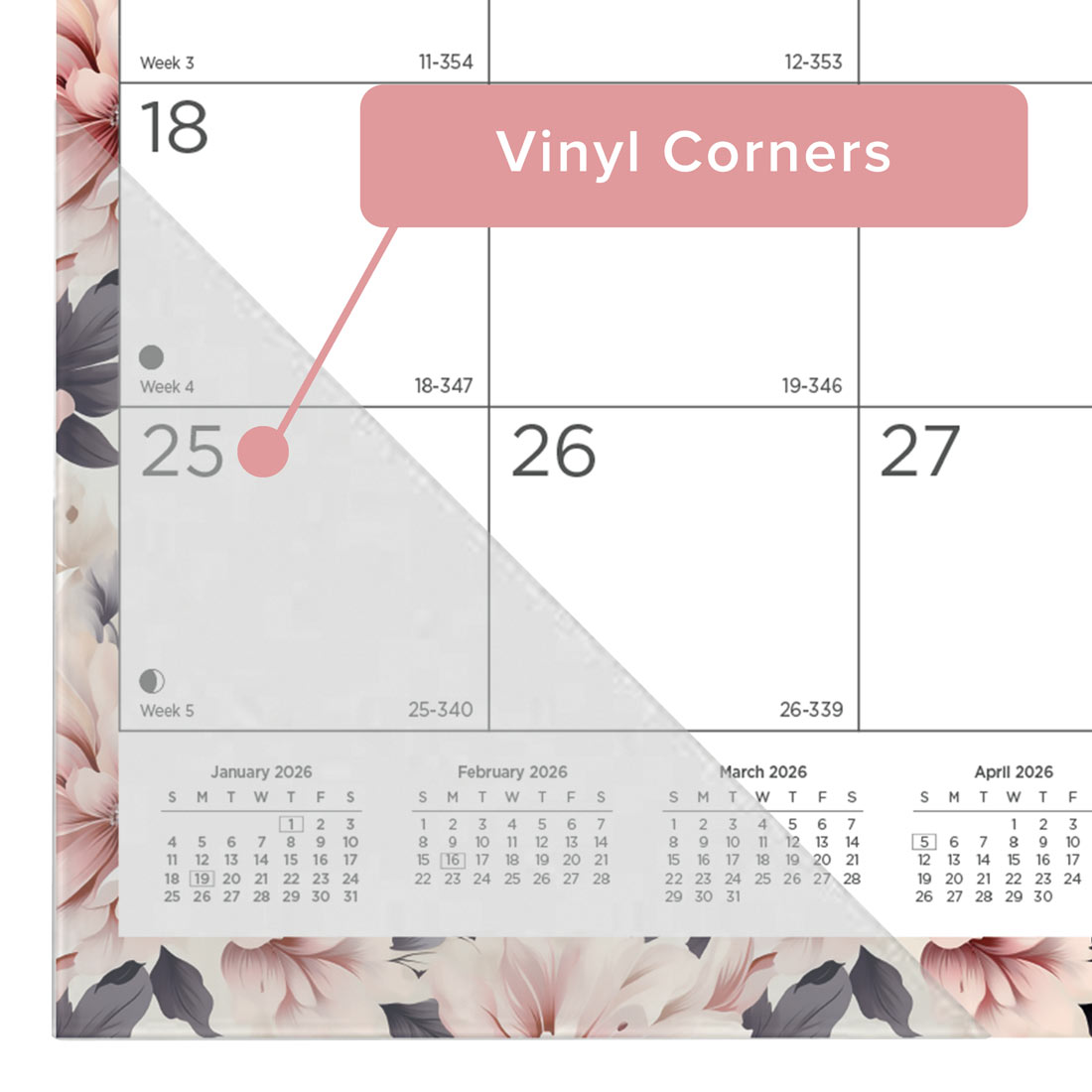Blueline Colorful Monthly Desk Pad Calendar, Floral, 2026 C194128-26
