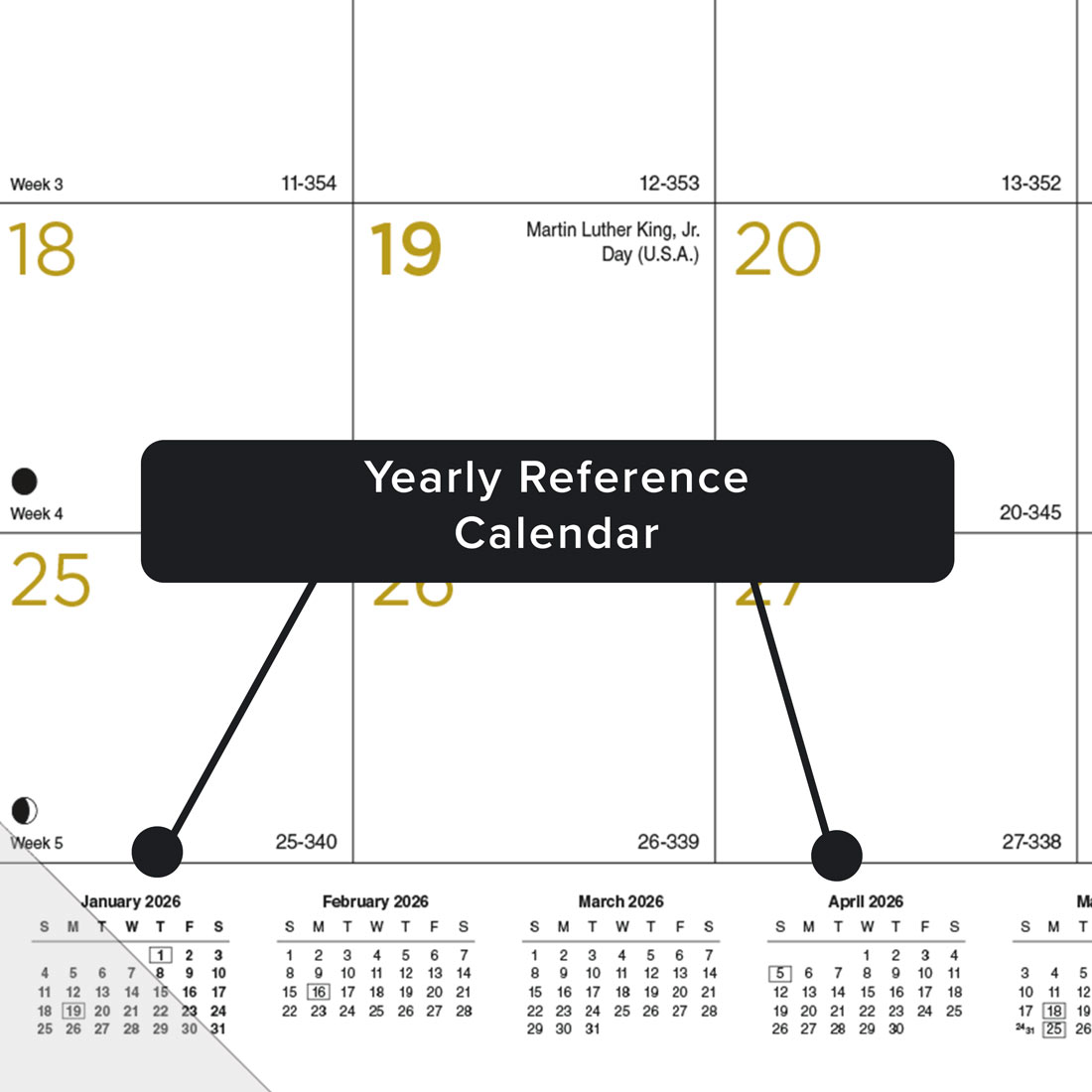 Blueline Classic Gold Monthly Desk Pad Calendar, 2026 C199003-26