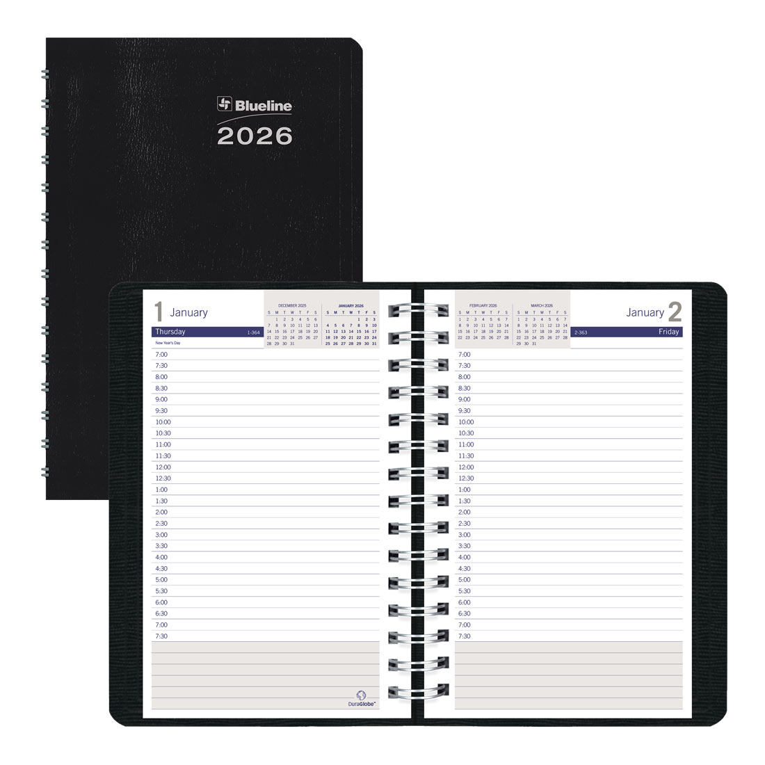 Blueline DuraGlobe™ Daily Planner, Black, 2026 C210.21T-26