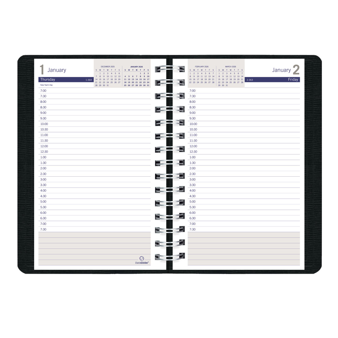 Blueline DuraGlobe™ Daily Planner, Black, 2026 C210.21T-26