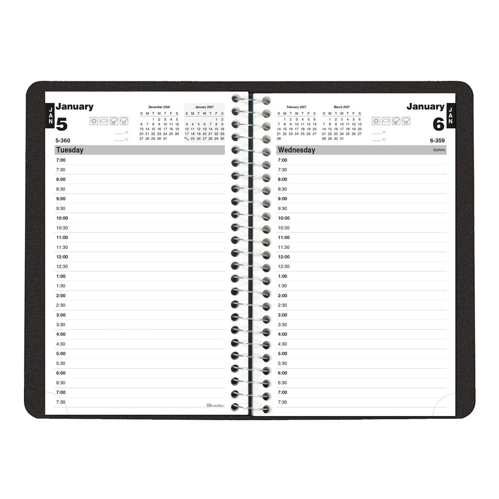 Essential Daily Appointment Book, 2027, Black C2504.81T-27 Brownline