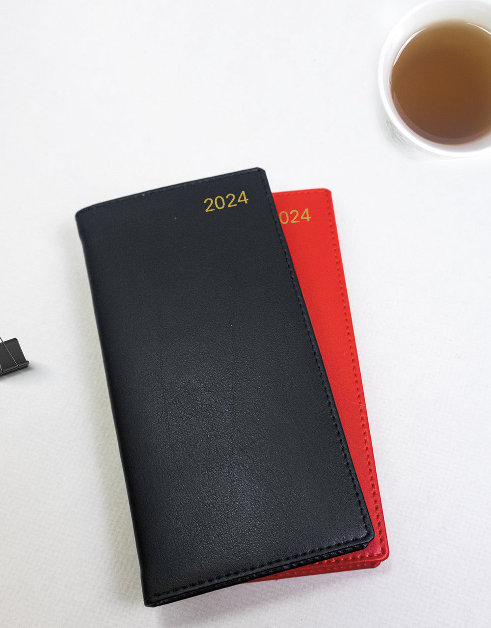 Belgravia Slim Week to View Leather Diary with Planners 2024 - English#color_red