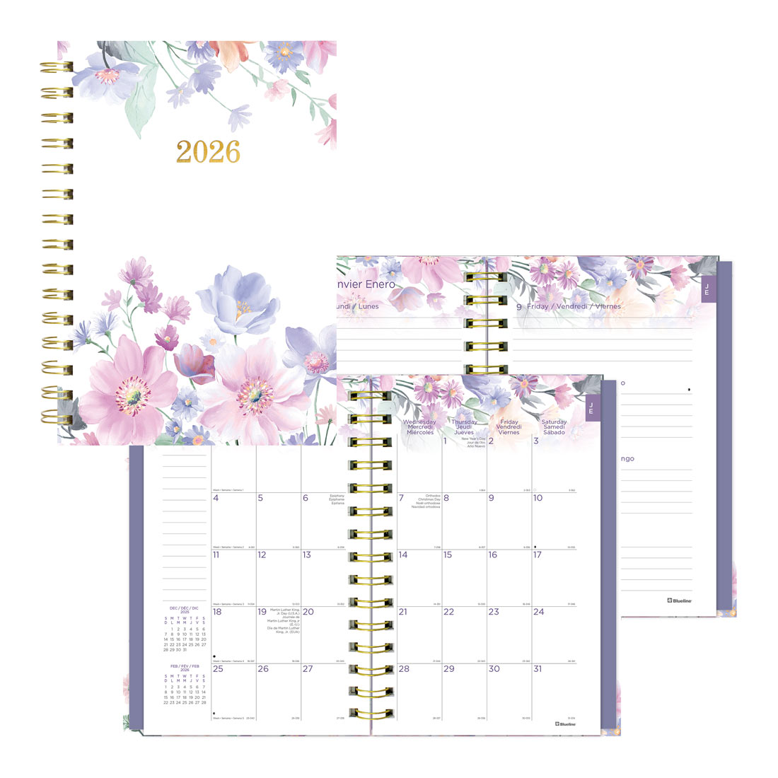 Blueline Passion Colorful Weekly/Monthly Planner 2026, Trilingual C34001C.01B-26