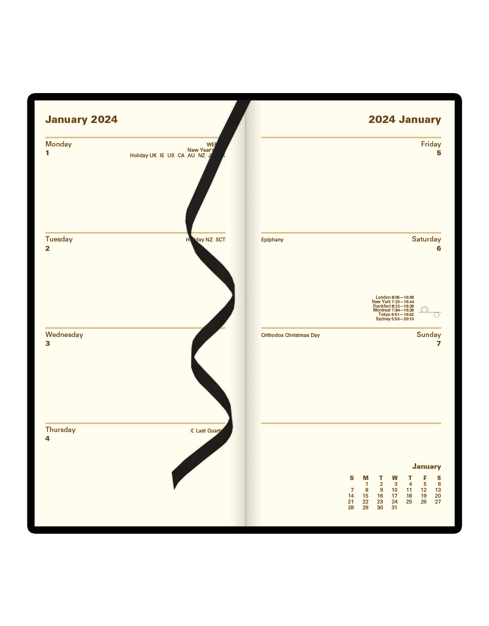 Signature Slim Week to View Leather Diary with Planners 2024 - English#color_signature-black