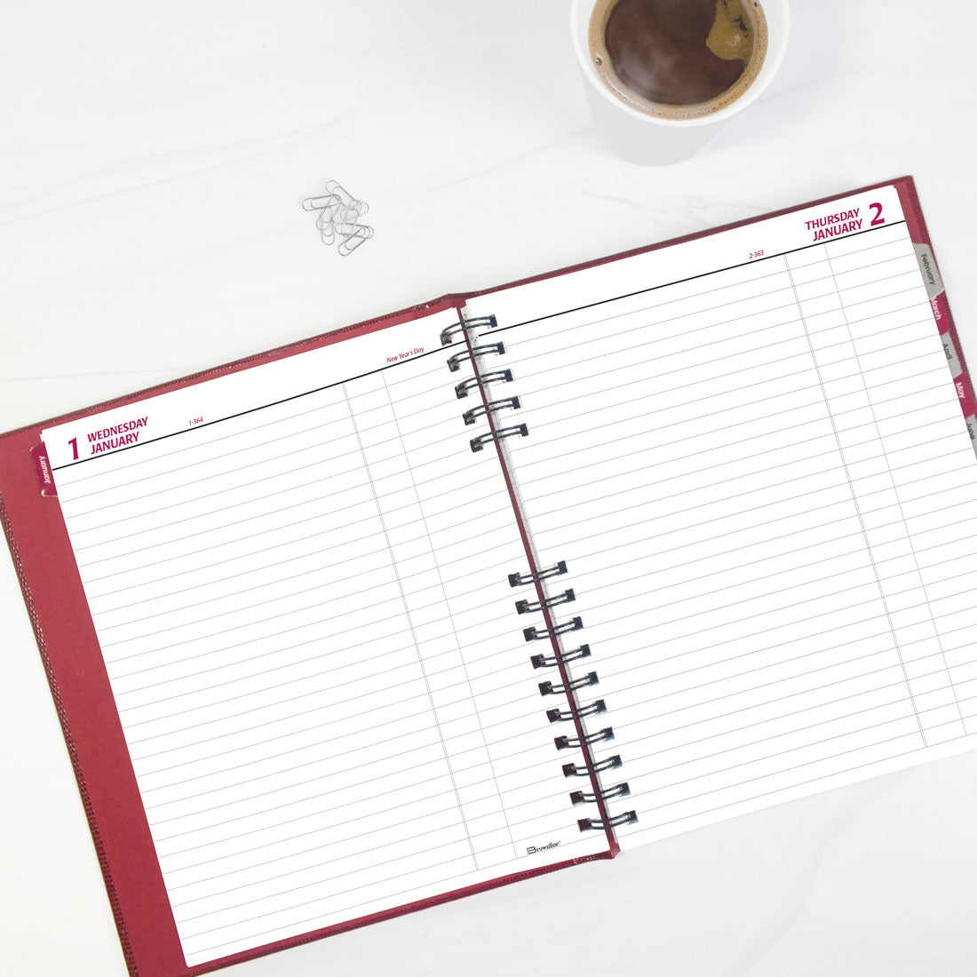 CoilPro Daily Planner 2025, English, Red, C550C.RED