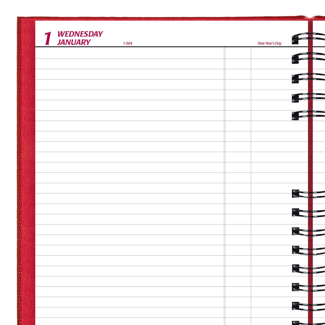 CoilPro Daily Planner 2025, English, Red, C551C.RED