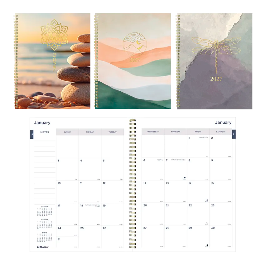 Minimalist Monthly Planner, 2027, 14 Months, Assorted Designs C701PT.ASX-27 Blueline