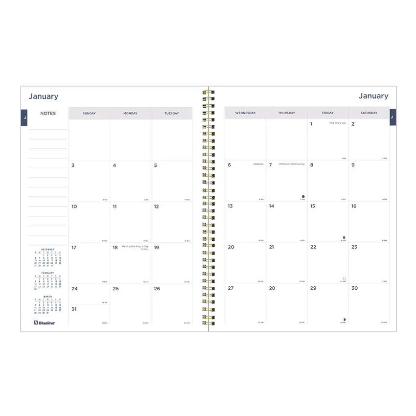 Minimalist Monthly Planner, 2027, 14 Months, Assorted Designs C701PT.ASX-27 Blueline