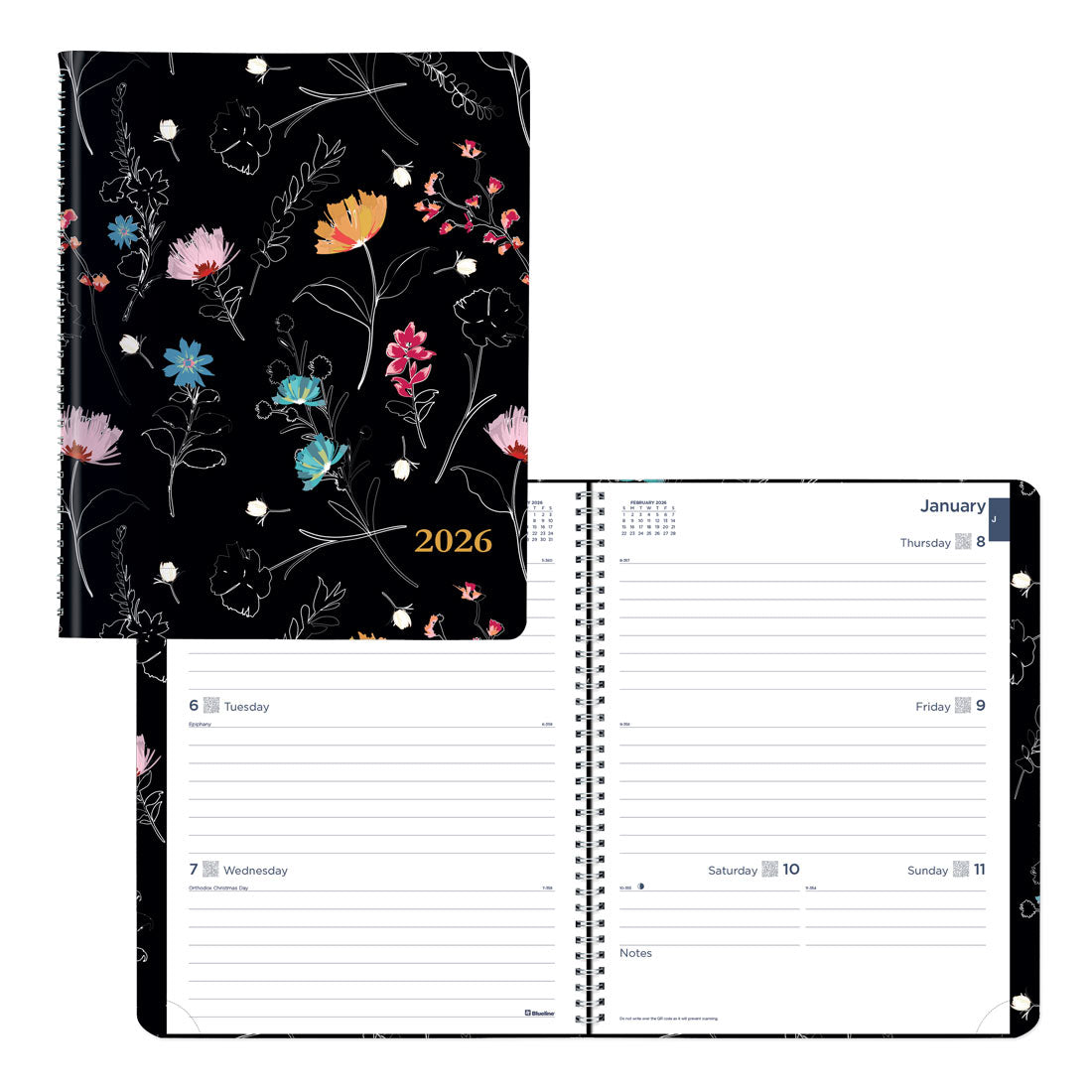 Blueline Dramatic Floral Weekly/Monthly Planner 2026 C958G.01-26
