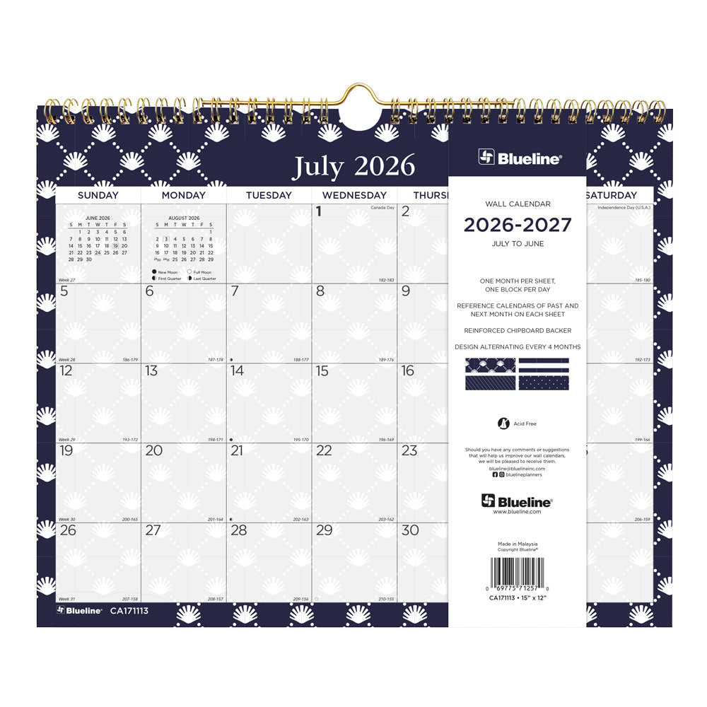 Academic Monthly Small Wall Calendar 2027, English, Nautical (CA171113-27)