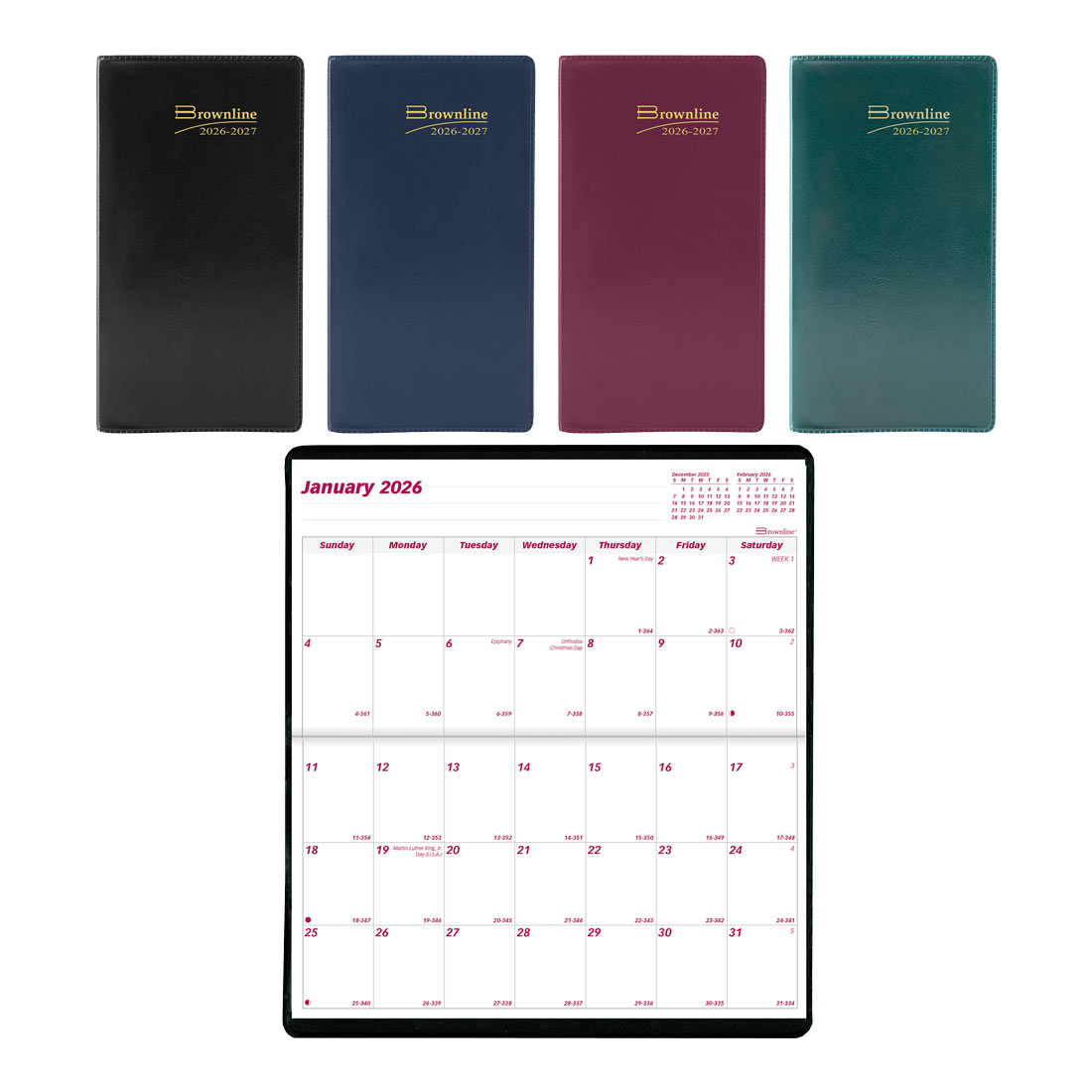 Brownline Two-Year Monthly Pocket Planner, Assorted Colors, 2026-2027 (CA24.AST-26)