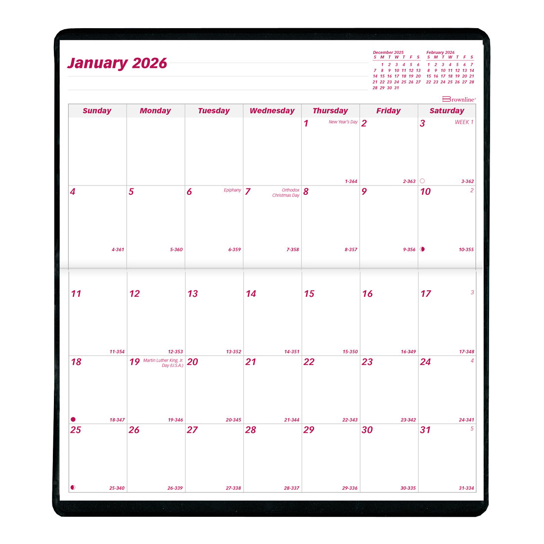 Brownline Two-Year Monthly Pocket Planner, Assorted Colors, 2026-2027 (CA24.AST-26)
