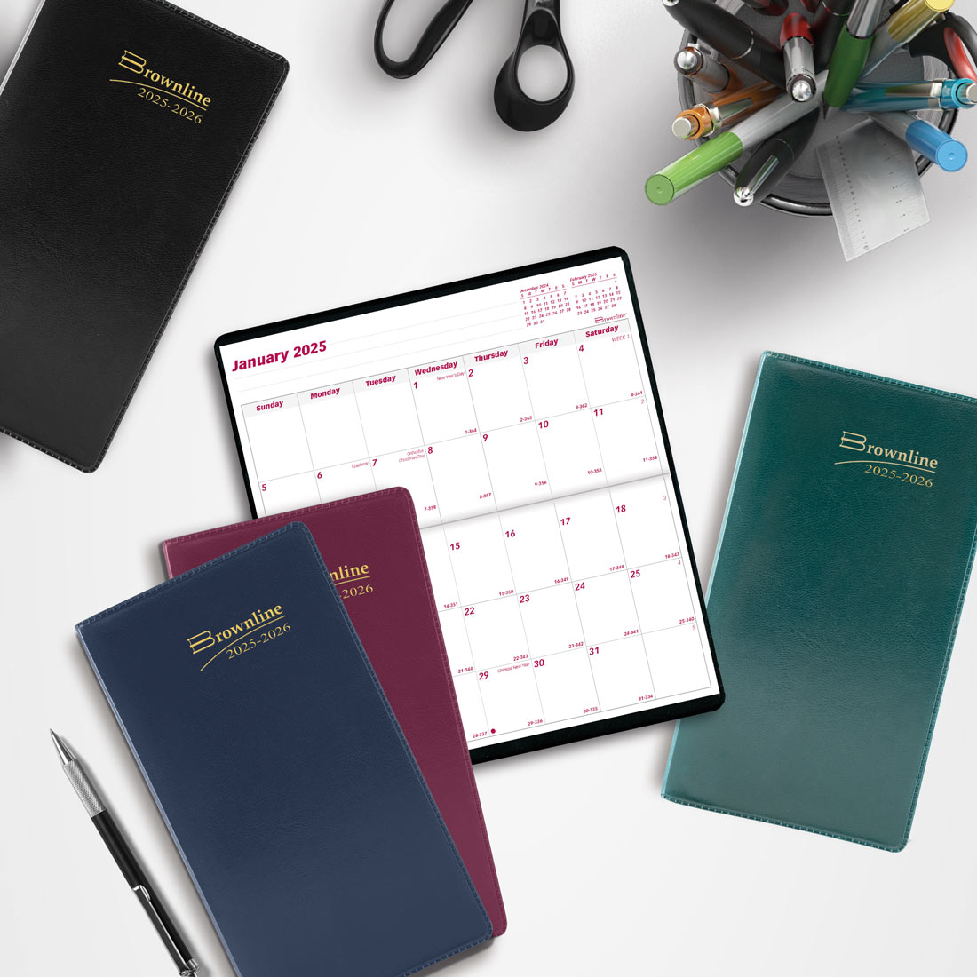 Two-Year Monthly Pocket Planner, Assorted Colors, 2026-2027, Brownline CA24.AST-26