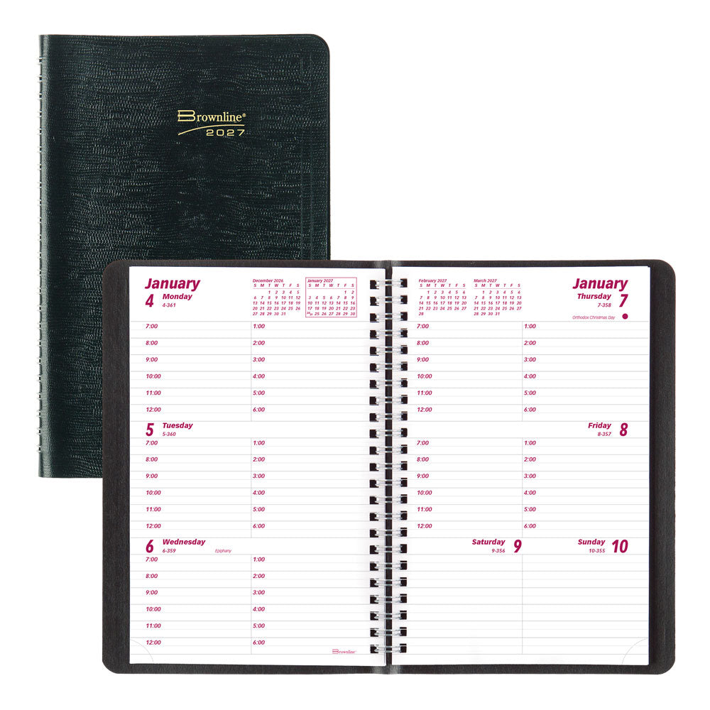Essential Weekly Appointment Book, 2027, Black CB100.BLK-27 Brownline