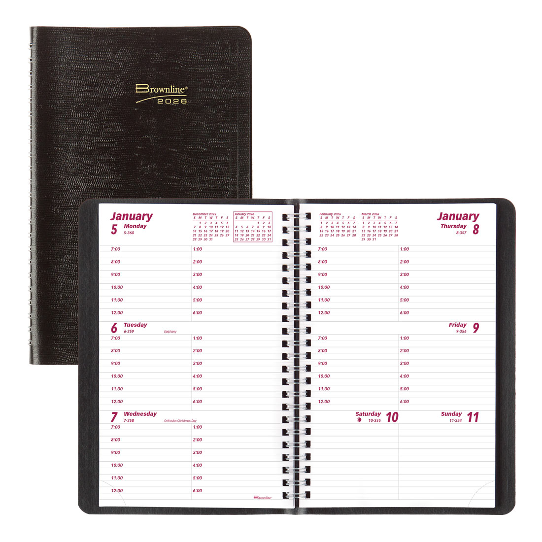 Brownline Essential Weekly Planner, Black, 2026 CB100.BLK-26