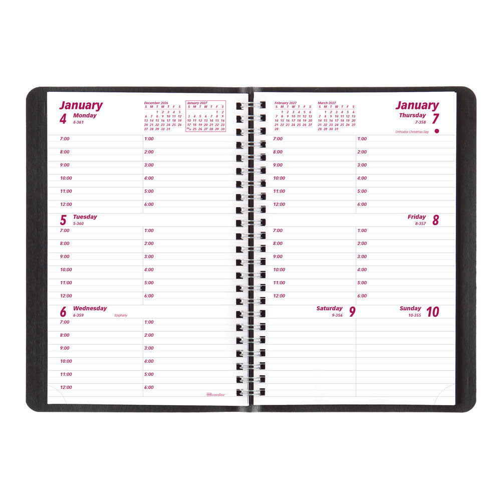 Essential Weekly Appointment Book, 2027, Black CB100.BLK-27 Brownline