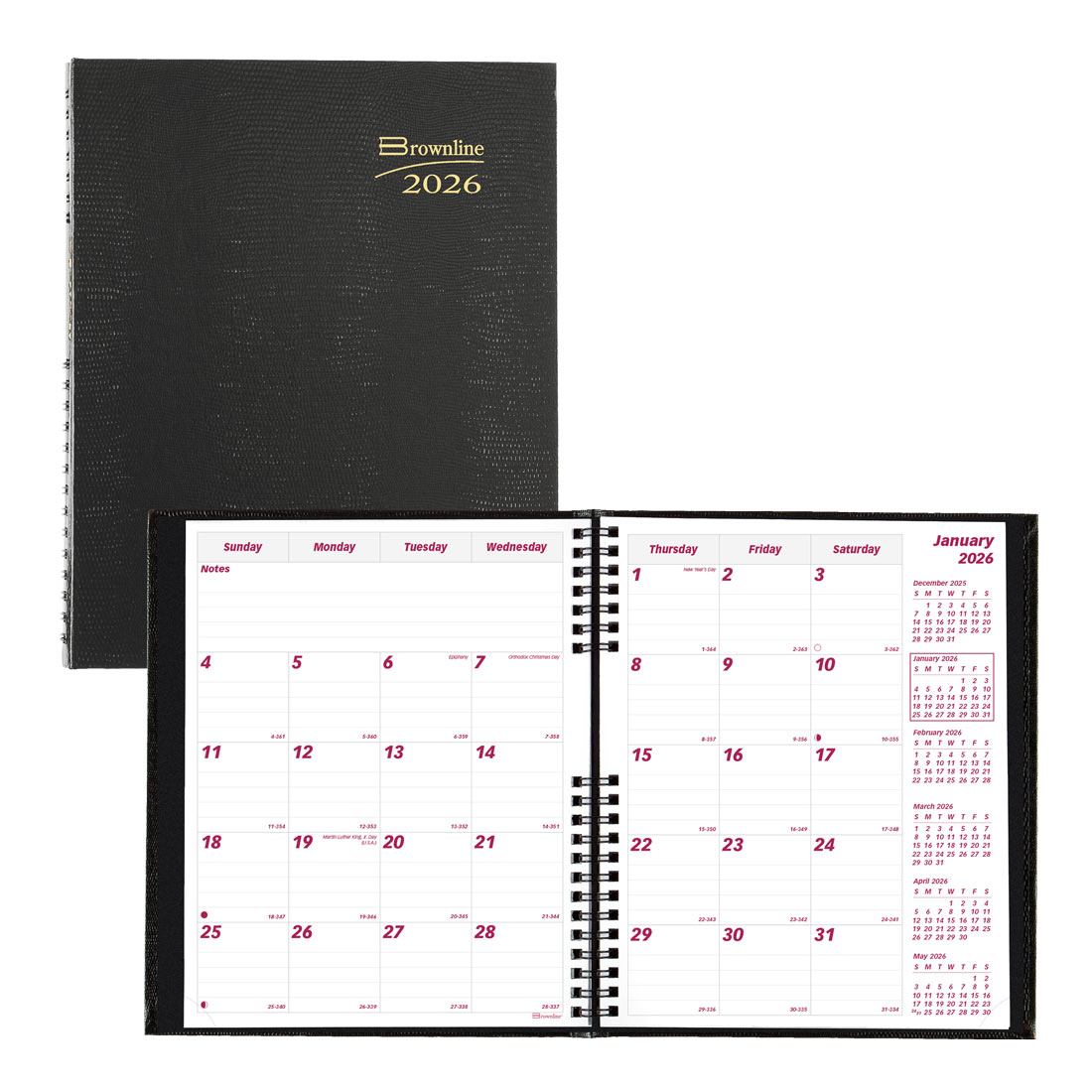 Brownline CoilPro™ Monthly Planner, 14 Months, Black, 2026 CB1200C.BLK-26