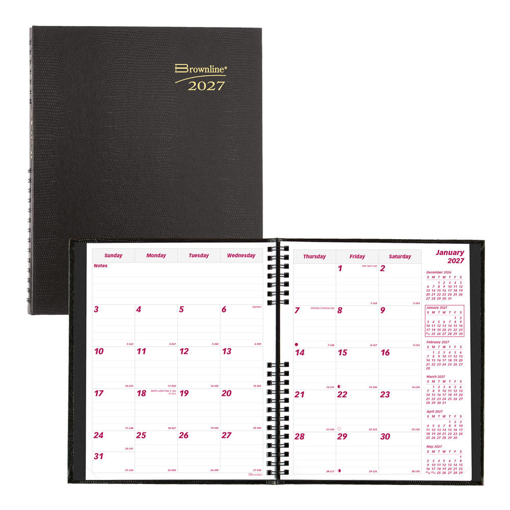 CoilPro™ Monthly Planner, 2027, 14 Months CB1200C.BLK-27 Brownline