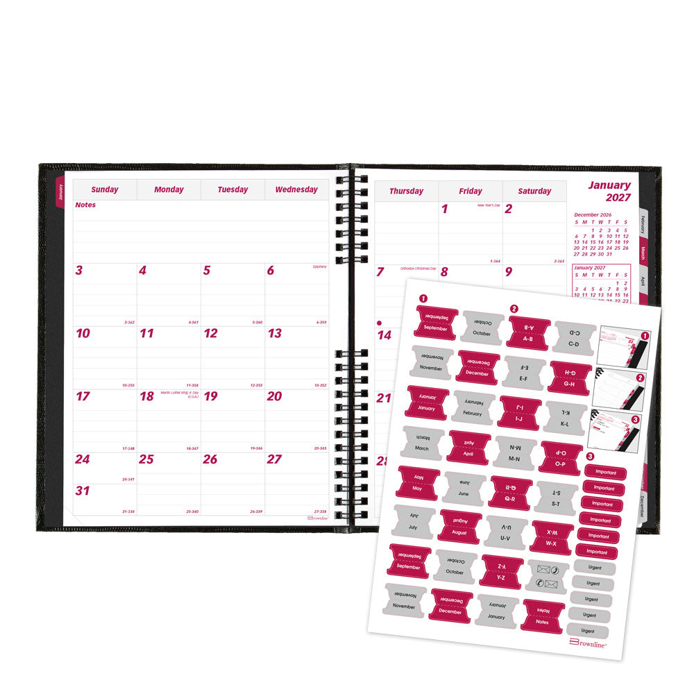 CoilPro™ Monthly Planner, 2027, 14 Months CB1200C.BLK-27 Brownline