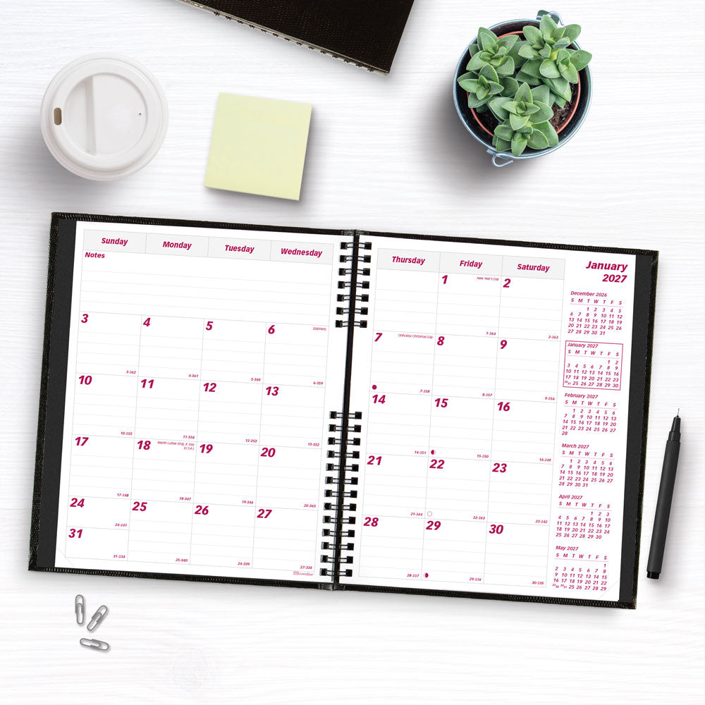 CoilPro™ Monthly Planner, 2027, 14 Months CB1200C.BLK-27 Brownline