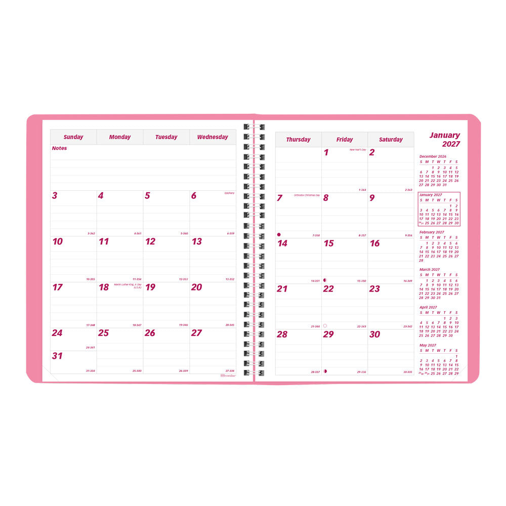 Pink Monthly Planner, 2027, 14 Months CB1200G.05-27 Brownline