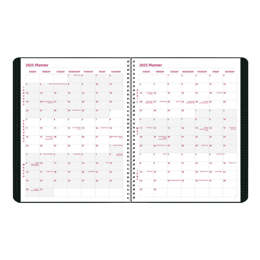 Duraflex Monthly Planner 2025, English, Black, CB1200V.BLK