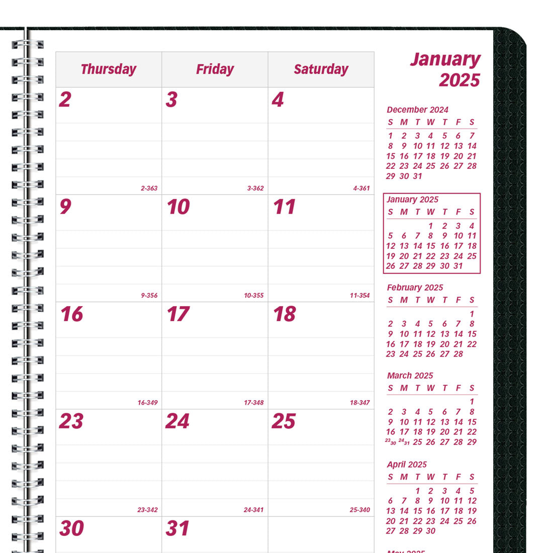 Duraflex Monthly Planner 2025, English, Black, CB1200V.BLK