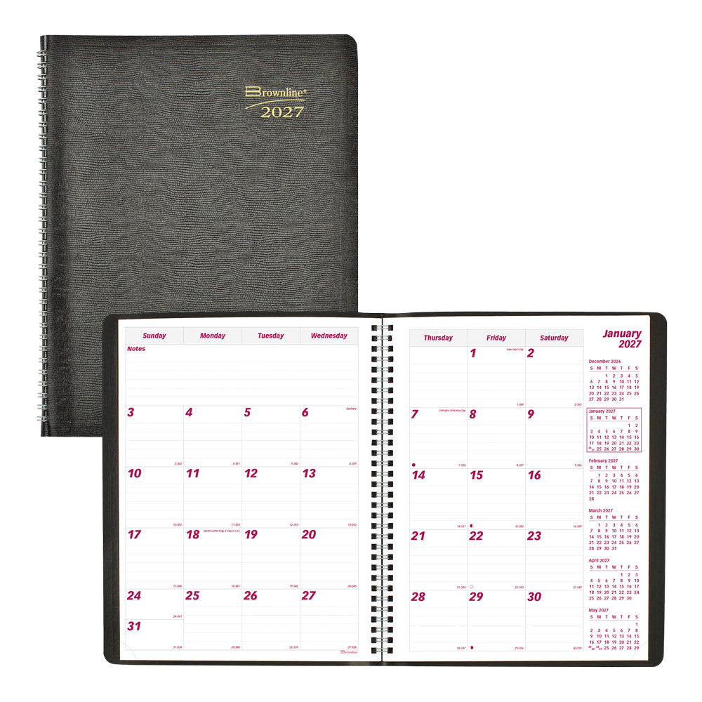 Essential Monthly Planner, 2027, 14 Months CB1262.BLK-27 Brownline