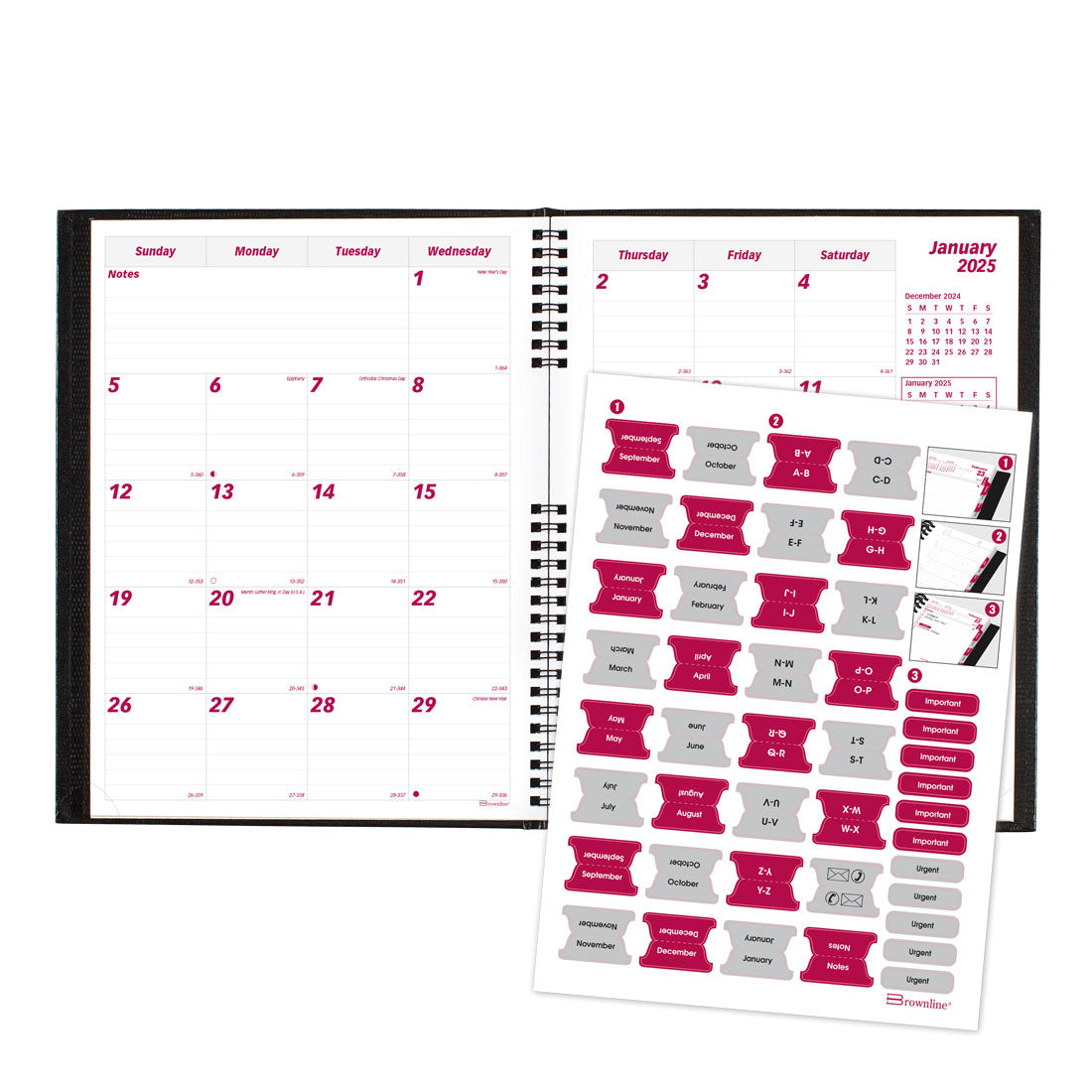 CoilPro Monthly Planner 2025, English, Black, CB1262C.BLK