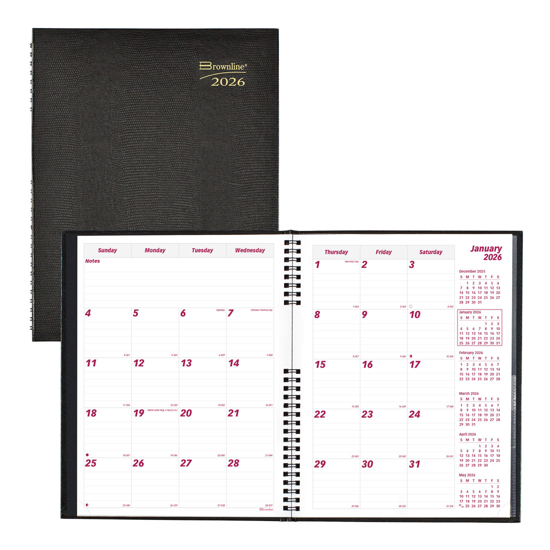 Brownline CoilPro™ Monthly Planner, 14 Months, Black, 2026 CB1262C.BLK-26