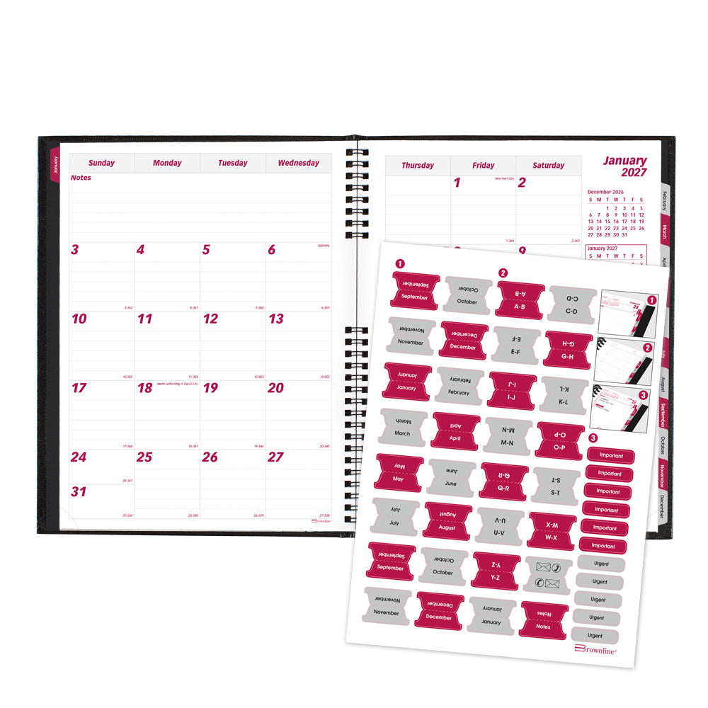 CoilPro™ Monthly Planner, 2027, 14 Months CB1262C.BLK-27 Brownline
