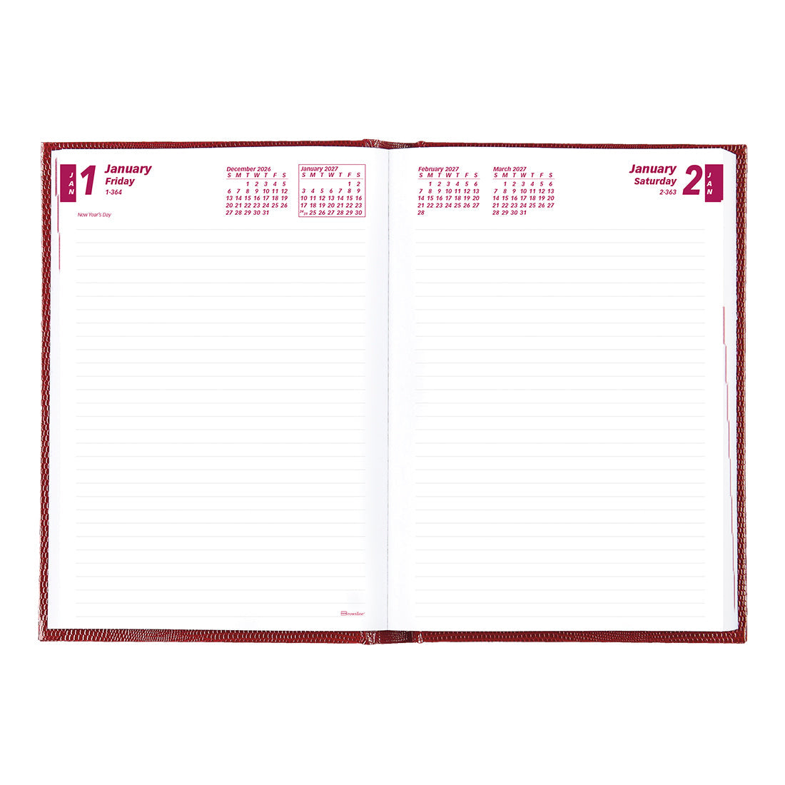 Traditional Daily/Monthly Untimed, 2027, Bright Red CB389.RED-27 Brownline
