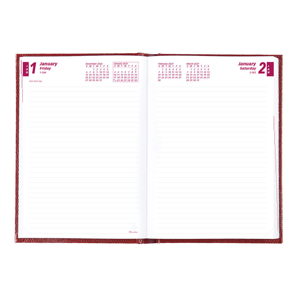 Traditional Daily/Monthly Untimed, 2027, Bright Red CB389.RED-27 Brownline