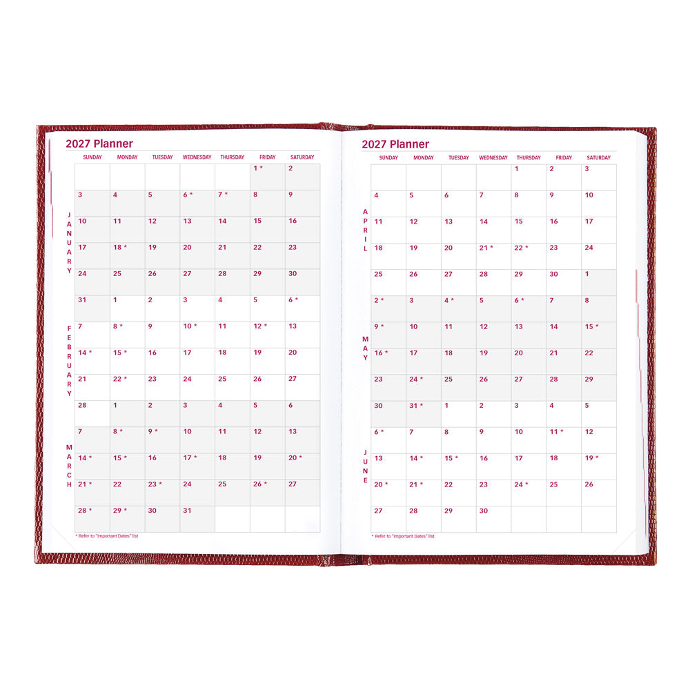 Traditional Daily/Monthly Untimed, 2027, Bright Red CB389.RED-27 Brownline